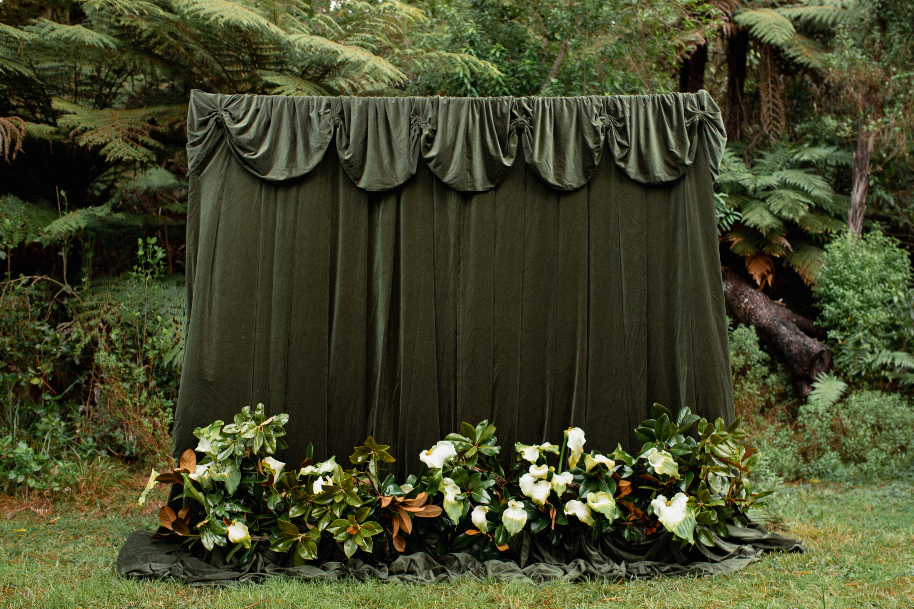 Green Velvet Backdrop NZ Silk & Sorcery